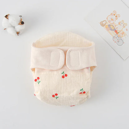 Baby Wrap Cloth Diaper with Adjustable Waist Tabs, Reusable Cotton Nappy in Animal and Rainbow Prints, Single-Piece Infant Changing Essential