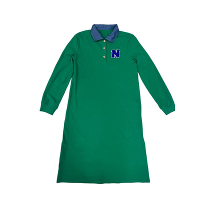 Green Polo Kids Outfits with Navy Letter Patch, Coordinating Girls Dresses, Boys Shirts and Shorts and Baby Girl Set Styles for Family Photos