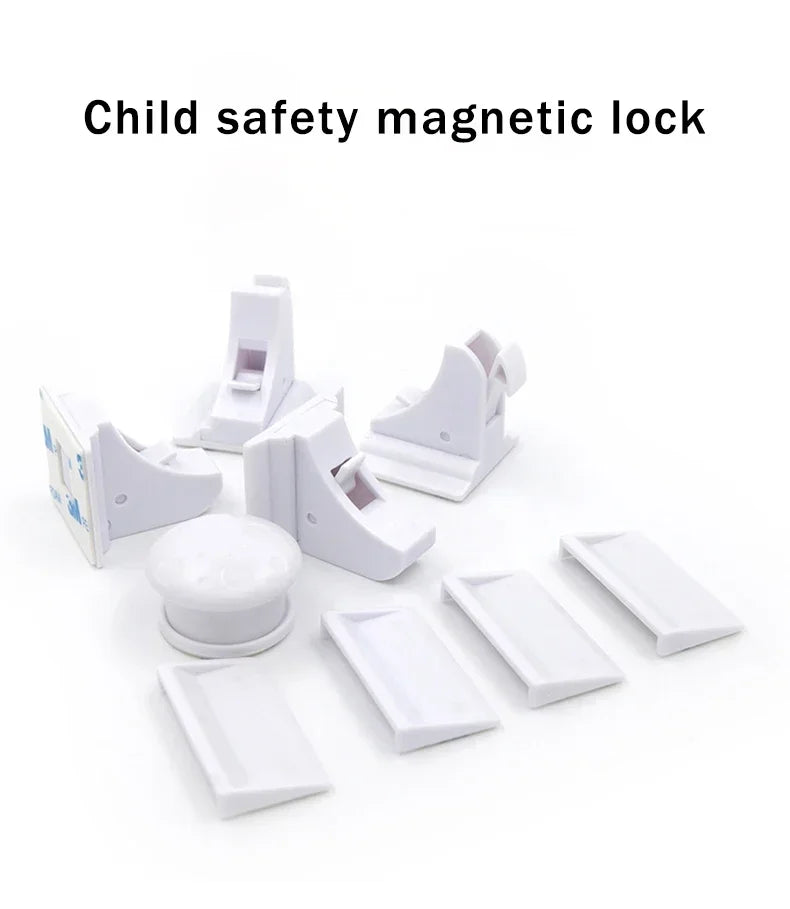 Magnetic Cabinet Safety Locks with Hidden Interior Latches and No-Drill Adhesive Installation for Compatible Drawers and Cupboard Doors