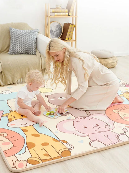 Double-Sided Baby Floor Mat with Animal and Scene Prints, Foldable Foam Crawling Rug in Five Size and Thickness Options for Supervised Play