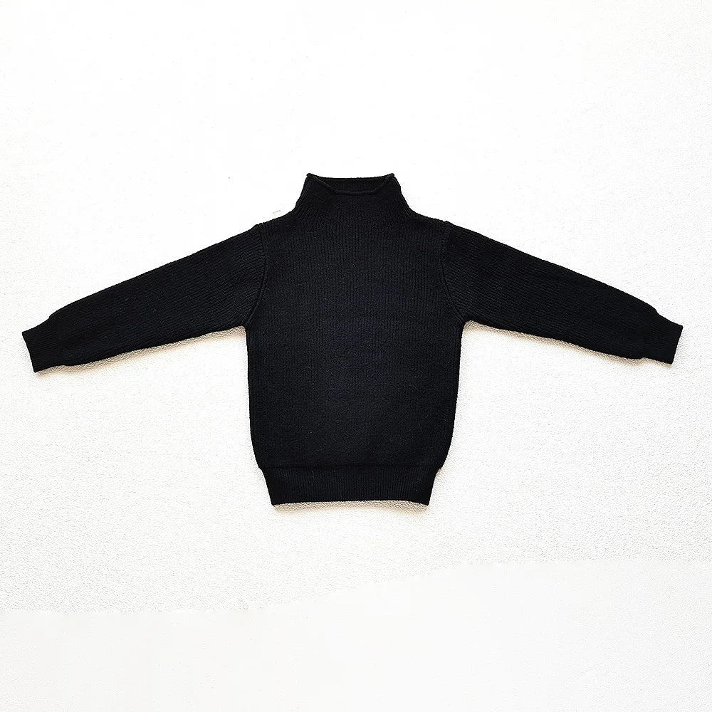 Kids Ribbed Turtleneck Sweater for Boys and Girls, Long Sleeve Knit Pullover in Beige, Brown or Black for Spring and Fall Layering, Sizes 12M-6T