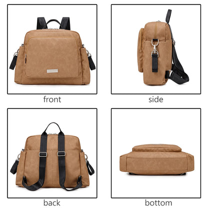 Diaper Bag Backpack with Wide Front Zip Pocket, SOBOBA Baby Essentials Organizer with Side Pockets and Top Handle, 34 x 32 x 12 cm
