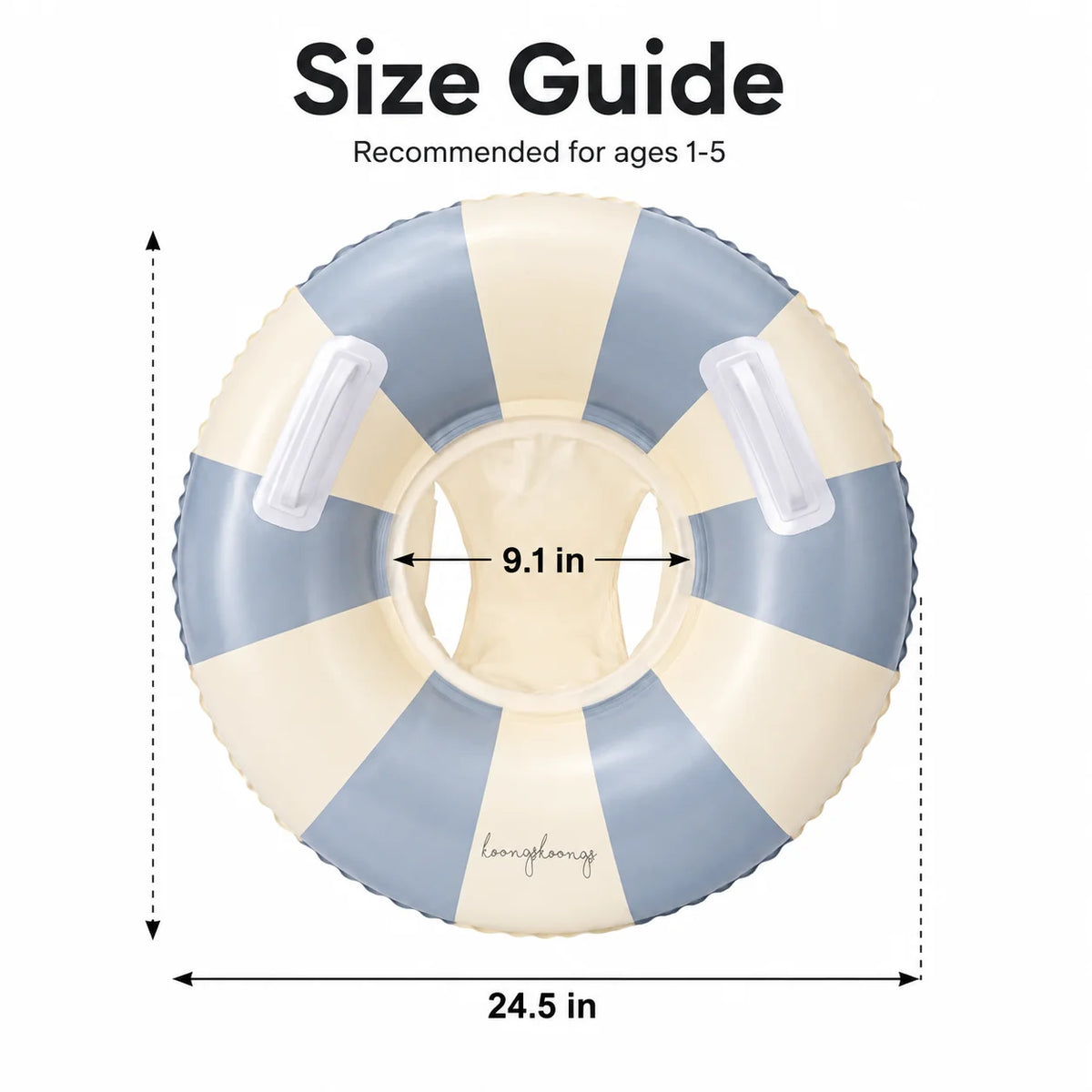 Inflatable Baby Pool Float Seat with Detachable Canopy and Easy-Grip Handles, Retro Striped Swim Ring for Supervised Summer Water Play