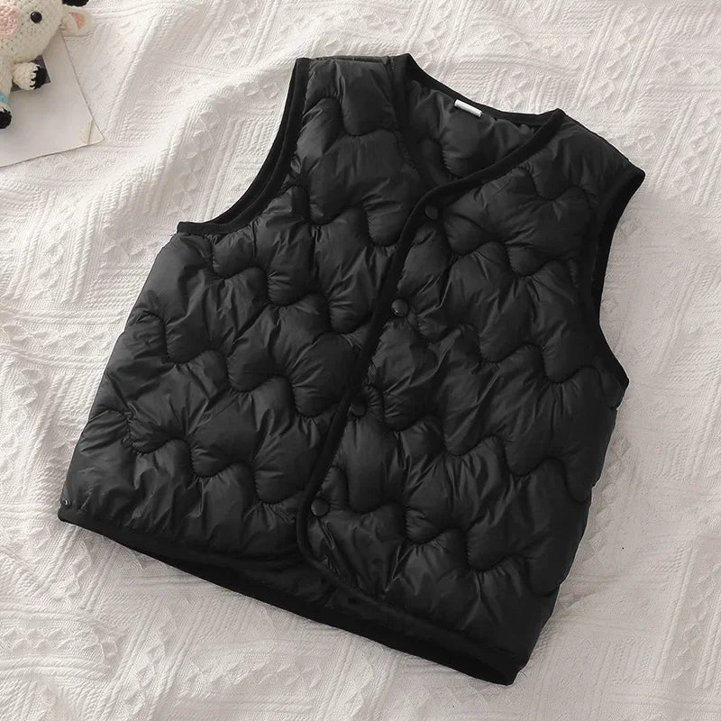 Quilted Toddler Vest with Snap-Front Closure, Solid Color Sleeveless Waistcoat for Boys and Girls in Sizes 2T–6T for Fall and Winter Layering