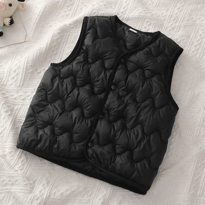Quilted Toddler Vest with Snap-Front Closure, Solid Color Sleeveless Waistcoat for Boys and Girls in Sizes 2T–6T for Fall and Winter Layering