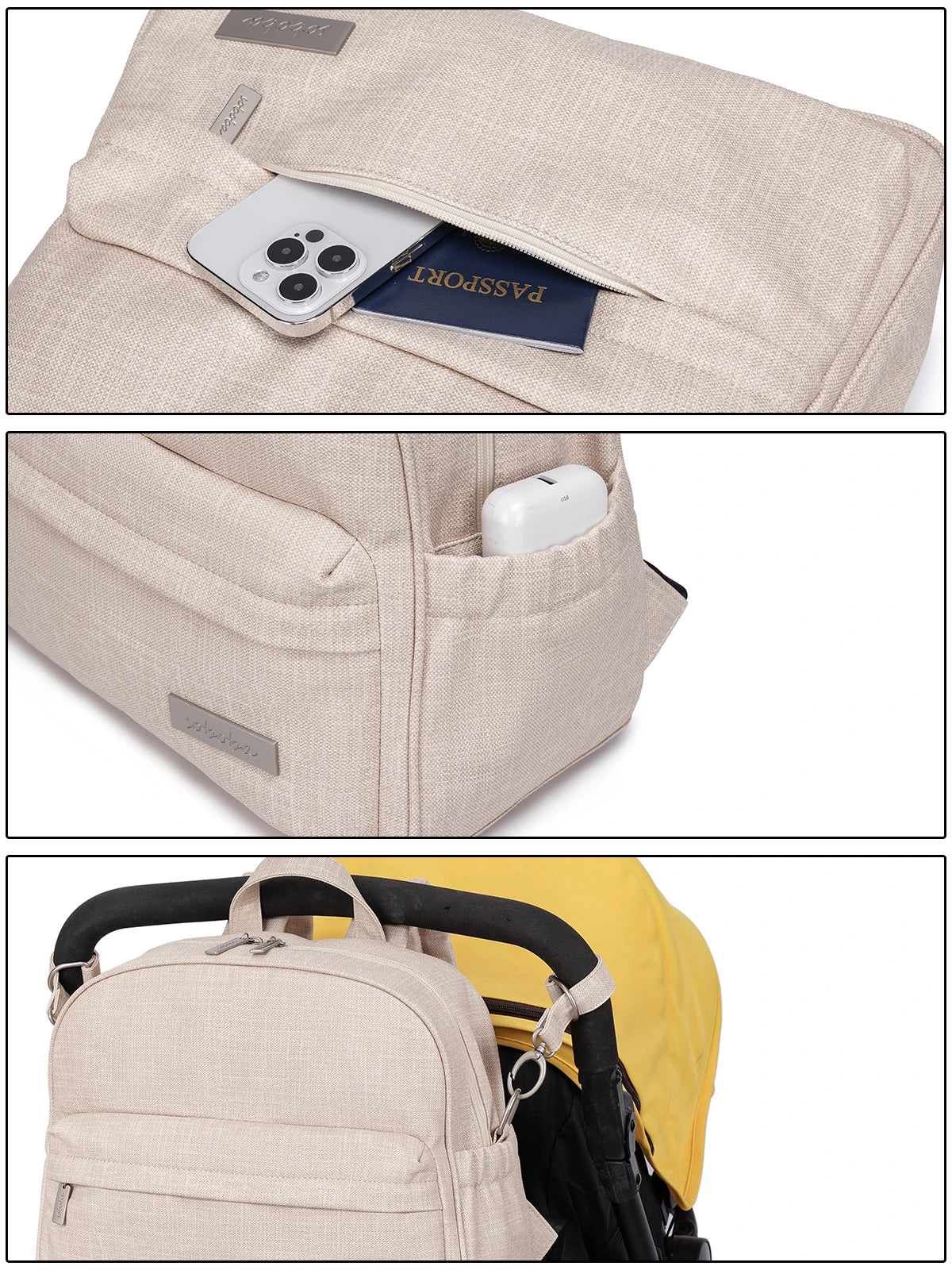 Parent Diaper Backpack by Soboba with Front Zip Pocket and Top Carry Handle, Solid-Color Baby Changing Bag for Newborn Supplies and Daily Outings
