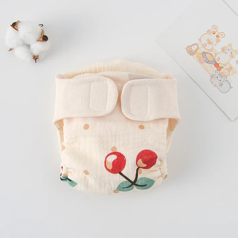 Baby Wrap Cloth Diaper with Adjustable Waist Tabs, Reusable Cotton Nappy in Animal and Rainbow Prints, Single-Piece Infant Changing Essential