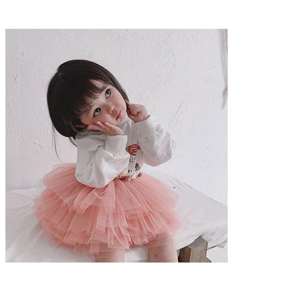 Tiered Tulle Tutu Skirt for Toddler and Little Girls with Gathered Waistband, Fluffy Solid Color Pettiskirt for Birthdays, Dance and Dress-Up
