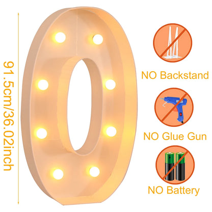 Giant Marquee Letter Frame Box, 91.5cm LED Light-Style Alphabet Display for DIY Names, Baby Showers, First Birthdays and Wedding Party Decor