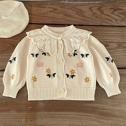 Infant Girl Sweater Cardigan with Long Sleeves, Button-Front Knit Layering Coat in Multiple Styles for Fall Outfits, Sizes 3M to 3T