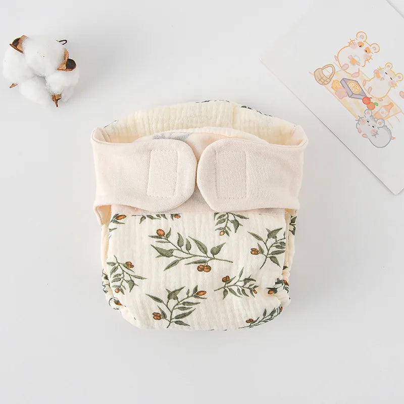 Baby Wrap Cloth Diaper with Adjustable Waist Tabs, Reusable Cotton Nappy in Animal and Rainbow Prints, Single-Piece Infant Changing Essential