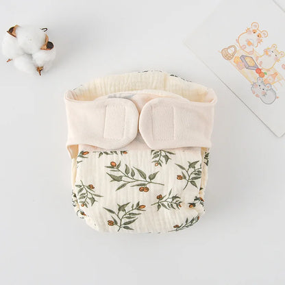 Baby Wrap Cloth Diaper with Adjustable Waist Tabs, Reusable Cotton Nappy in Animal and Rainbow Prints, Single-Piece Infant Changing Essential