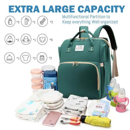 Diaper Backpack with USB Port and Fold-Out Changing Station, Type 1 and Type 3 Baby Essentials Bag with Organized Storage for Moms and Dads