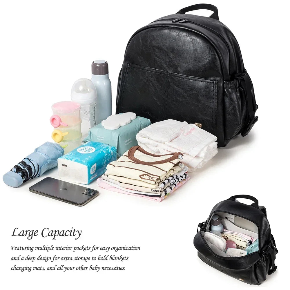 Nappy Changing Backpack by Soboba with Front Slip Pockets, Side Storage and Top Handle, Solid-Color Diaper Bag for Baby Essentials and Parent Outings