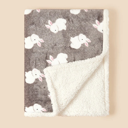 Plush Baby Blanket with Teddy Bear Print and Fleece-Style Reverse, Cozy Winter Wrap for Supervised Cuddles and Baby Shower Gifts