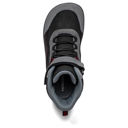 Kids Barefoot Boots with Wide Toe Box, Zero-Drop Sole and Adjustable Hook-and-Loop Strap, HOBIBEAR Artificial Leather Mid-Top Outdoor Shoes