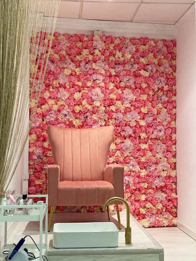 Artificial Flower Wall Panels with Fabric Roses, 40 x 60 cm Reusable Floral Backdrop for Baby Showers, Weddings, Birthdays & Home Decor