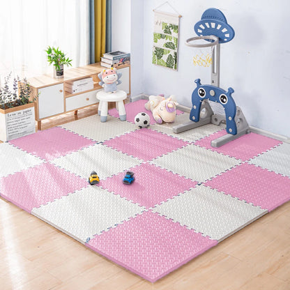 Interlocking Foam Play Mat Tiles for Kids, 1 cm Thick Textured Puzzle Floor Padding in 4, 8, 16 or 20 Pieces for Indoor Playrooms