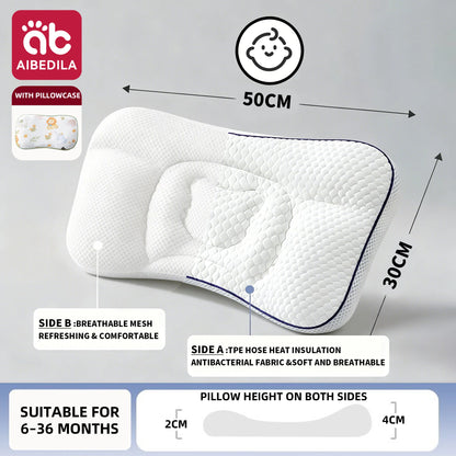 Dual-Sided Kids Contour Pillow with Five-Zone Design, Bamboo Fabric and Tencel Cover, Fiber Filling and T1 T2 T3 Pillowcase Options for Older Children