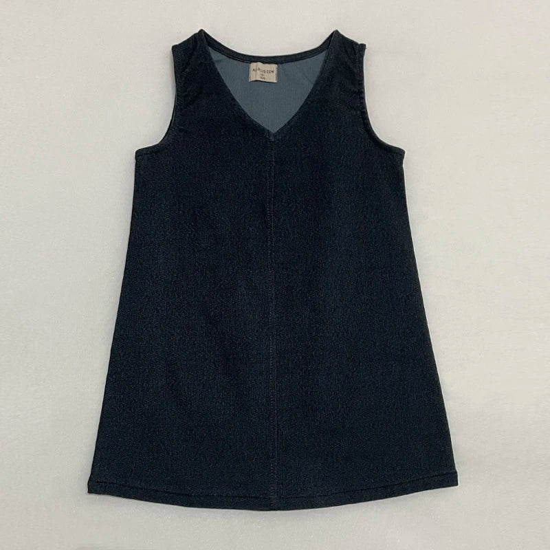 Striped Cable Knit Sibling Outfits with Dark Denim Jumper Dresses, Skirts and Pants, Coordinating Boys Girls Sweaters and Baby Romper Options