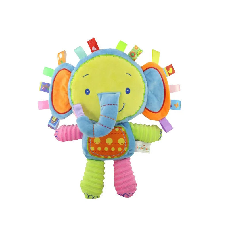 Taggy Animal Plush Rattle for Babies, Colorful Elephant, Monkey, Rabbit, Lion or Pig Soft Sensory Toy for Supervised Play and Baby Shower Gifts