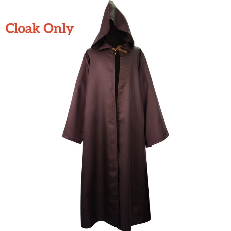 Jedi Knight Costume for Men with Layered Tunic Styling, Hooded Cloak Only or Costume Set Options for Halloween, Carnival and Adult Cosplay