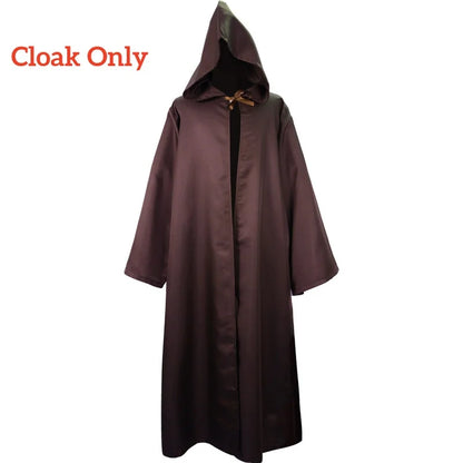 Jedi Knight Costume for Men with Layered Tunic Styling, Hooded Cloak Only or Costume Set Options for Halloween, Carnival and Adult Cosplay