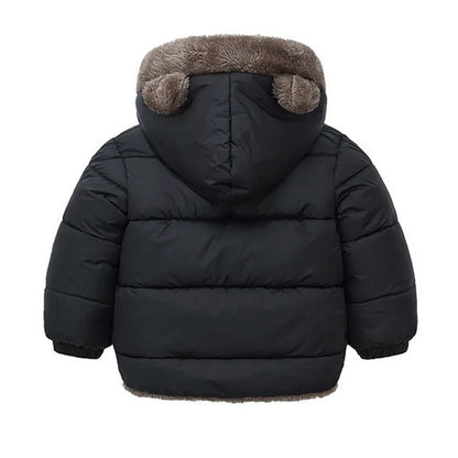 Toddler Winter Puffer Coat with Bear Ear Hood, Plush-Look Trim and Front Zipper, Padded Jacket for Boys and Girls Sizes 2T–6T