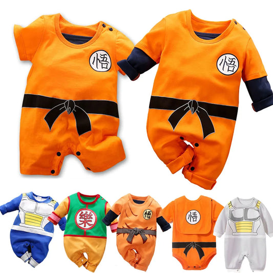 Anime Baby Romper with Character Training-Outfit Prints, Cotton Spandex Infant Jumpsuit for 0–18 Months, Halloween Cosplay and Photo Outfits