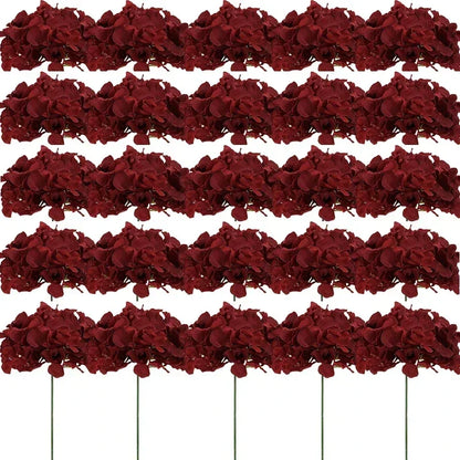 Silk Hydrangea Flower Heads, 25-Piece Artificial Flowers with Flexible Stems for DIY Wedding Centerpieces, Baby Shower and Home Party Decor