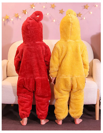 Teletubbies Hooded Onesie Costume for Kids and Adults, Soft Long-Sleeve Character Jumpsuit for Cosplay, Halloween and Family Dress-Up