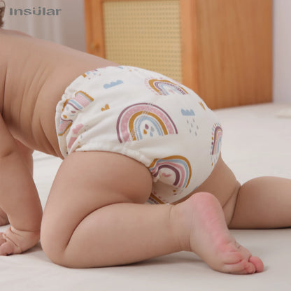 6-Layer Cotton Training Pants, 3-Pack Reusable Toddler Potty Underwear with Elastic Waist and Printed Designs in 90 cm and 100 cm Size Options