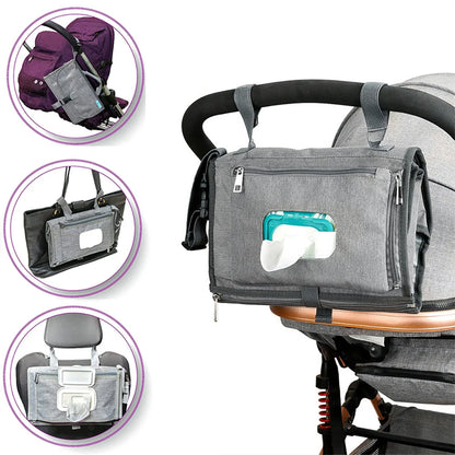 Diaper Changing Clutch with Foldout Baby Mat and Storage Pockets, 3-in-1 Portable Waterproof Changing Pad for Everyday Outings