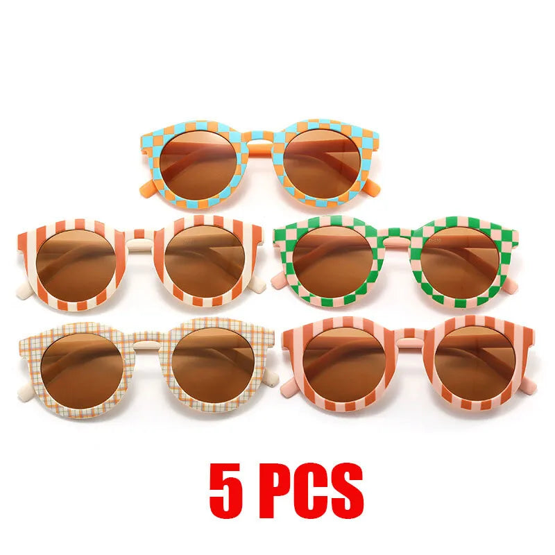 Kids Retro UV400 Sunglasses for Boys and Girls Ages 2-8, Colorful Fashion Shades in Assorted Frame Styles for Summer Outings and Family Photos