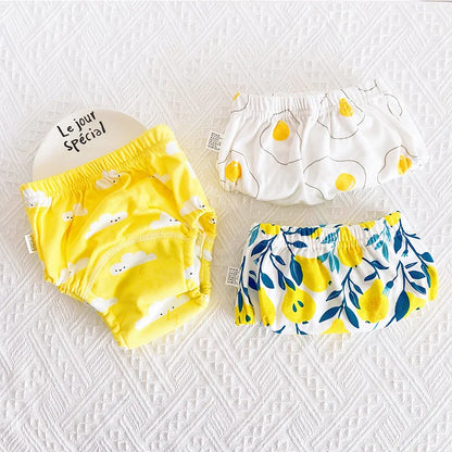 Toddler Potty Training Pants 3-Pack, 6-Layer Washable Cotton Learning Underwear with Elastic Waist and TPU Layer in 8–18 kg Size Options