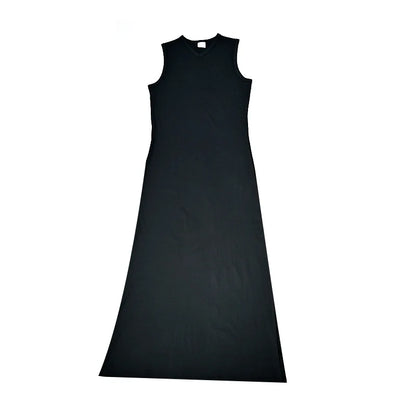 Women's Sleeveless Maxi Dress and Button-Front Cardigan Options, Black and Cream Layering Outfit for Everyday Wear, Ladies XS-3XL