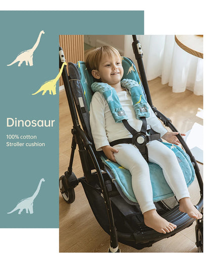 Stroller Liner and Harness Cover Set, Soft Printed Seat Cushion with Matching Strap Pads and Textured Panels in Five Decorative Print Options