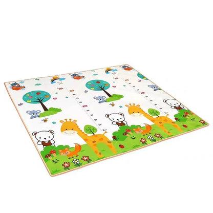 Double-Sided Baby Floor Mat with Animal and Scene Prints, Foldable Foam Crawling Rug in Five Size and Thickness Options for Supervised Play