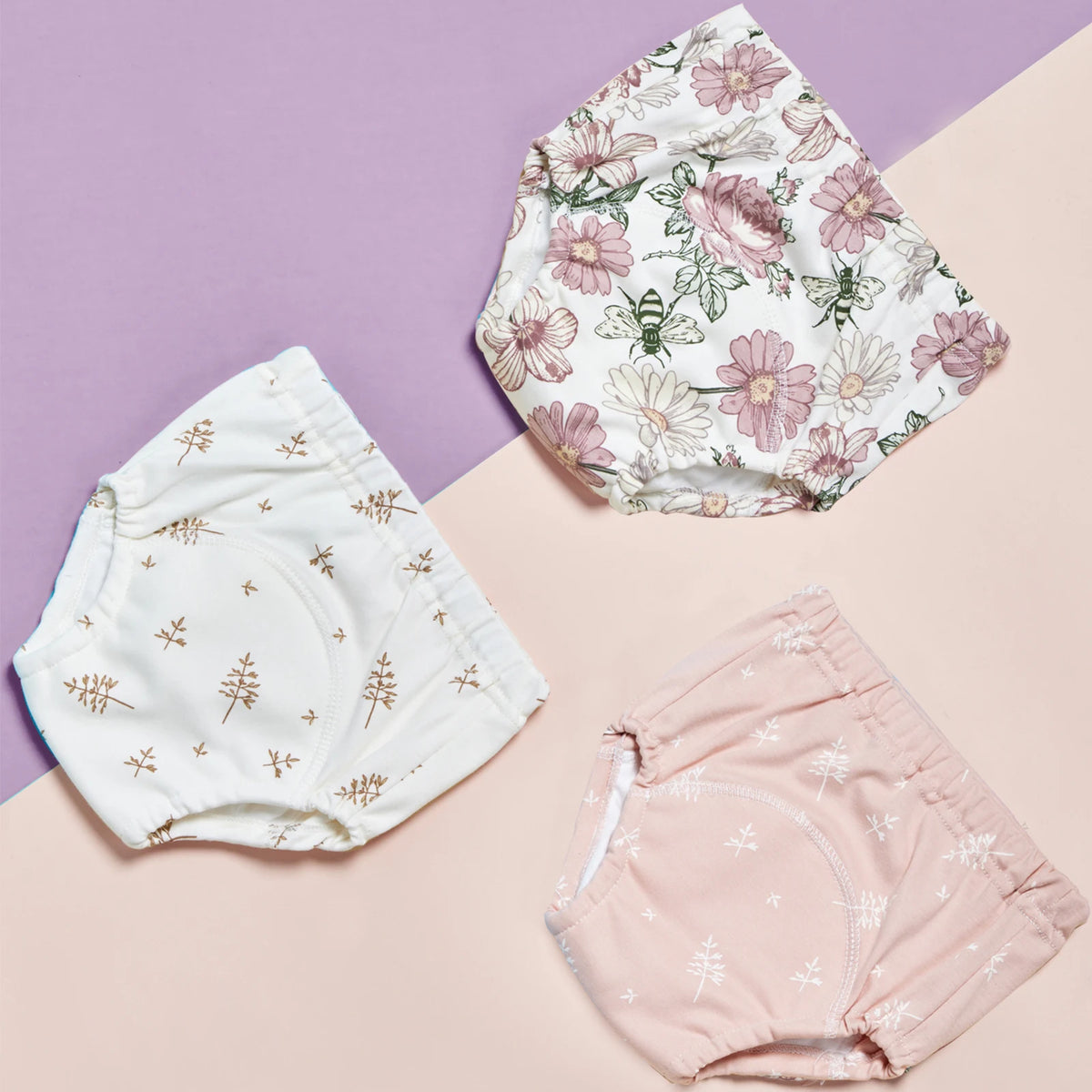 6-Layer Cotton Training Pants, 3-Pack Reusable Toddler Potty Underwear with Elastic Waist and Printed Designs in 90 cm and 100 cm Size Options