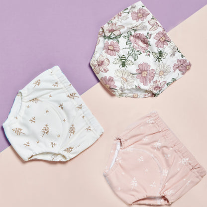 6-Layer Cotton Training Pants, 3-Pack Reusable Toddler Potty Underwear with Elastic Waist and Printed Designs in 90 cm and 100 cm Size Options