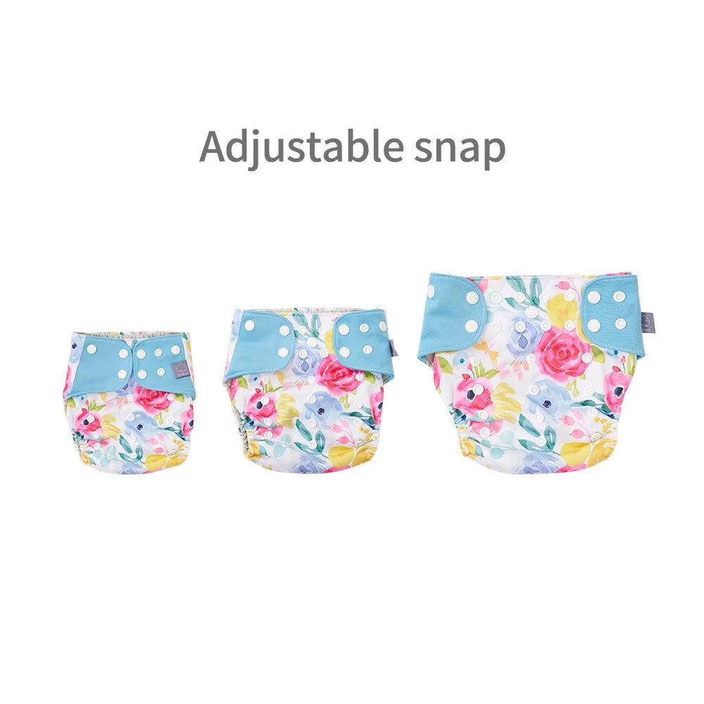 Mesh-Lined Cloth Diapers by Elinfant, 4-Pack Adjustable Pocket Baby Nappies with 4 Three-Layer Microfiber Inserts and Waterproof PUL Outer