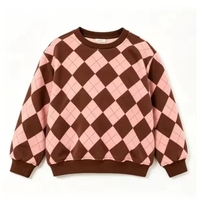 Kids Argyle and Embroidered Outfits with Long-Sleeve Tops, Sweatshirt and Pants Set Options for Toddler and Child Casual Looks, Sizes 18M–12Y