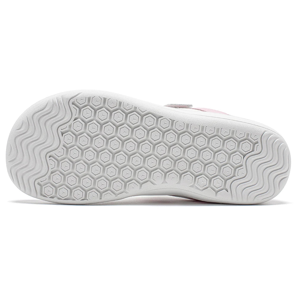 Big Kids Barefoot Sneakers by HOBIBEAR with Wide Toe Box, Zero-Drop Rubber Sole, Hook-and-Loop Strap and Artificial Leather Upper for Everyday Walking