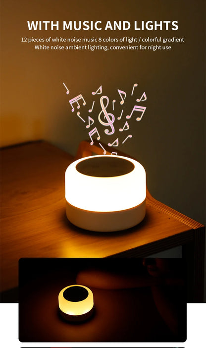 Color Light White Noise Machine with 7 Light Effects and 12 Sounds, 2000mAh Rechargeable Battery, Compact Sound Device for Nursery and Travel