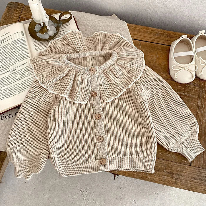 Baby Girl Knit Cardigan Sweaters with Long Sleeves, Korean-Style Infant and Toddler Layering Coats in Multiple Designs, Sizes 3M to 3T