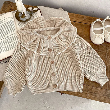Baby Girl Knit Cardigan Sweaters with Long Sleeves, Korean-Style Infant and Toddler Layering Coats in Multiple Designs, Sizes 3M to 3T