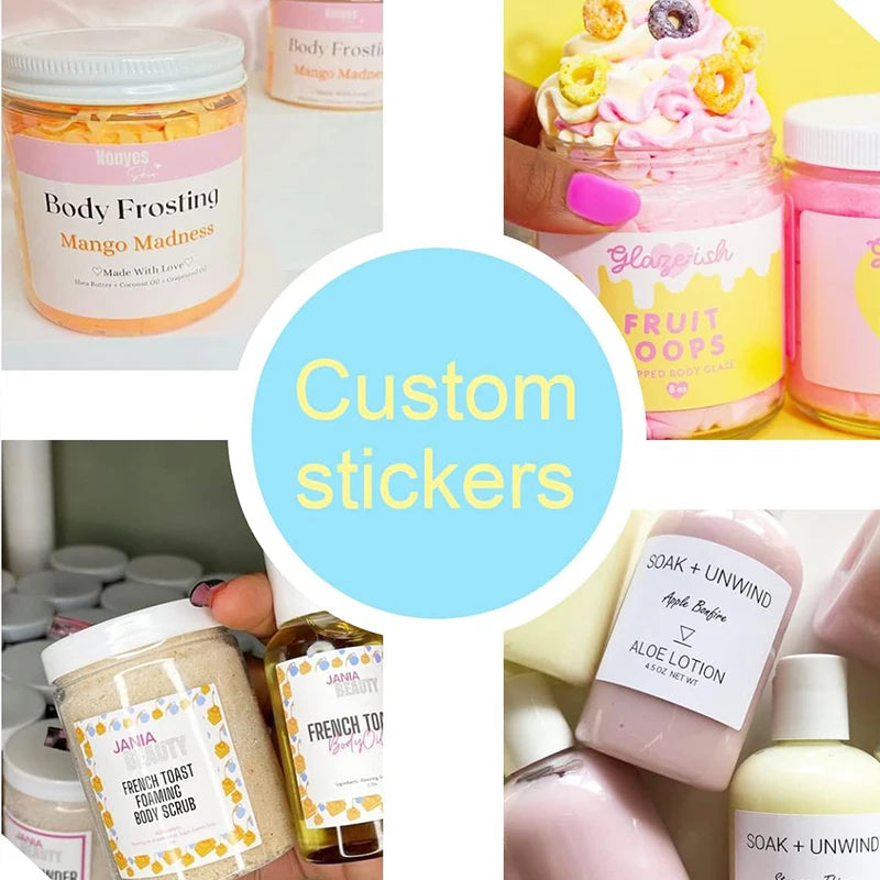 Custom Logo Packaging Stickers, 500 Personalized Labels in Round, Square, Rectangle and Oval Shapes for Wedding Favors and Business Gifts