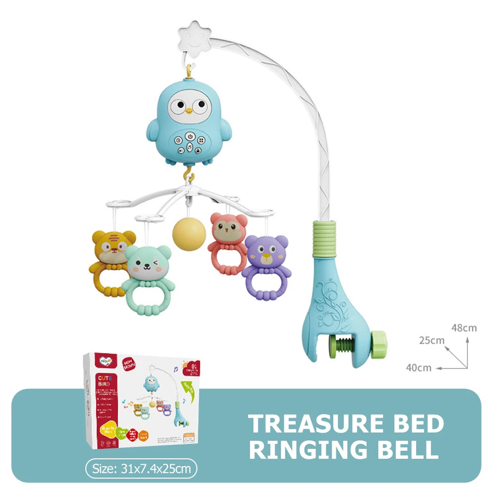 Remote Control Crib Mobile with Projector and Night Light, Rotating Animal Hanging Toys, Musical Lullabies and Timer for Baby Nursery