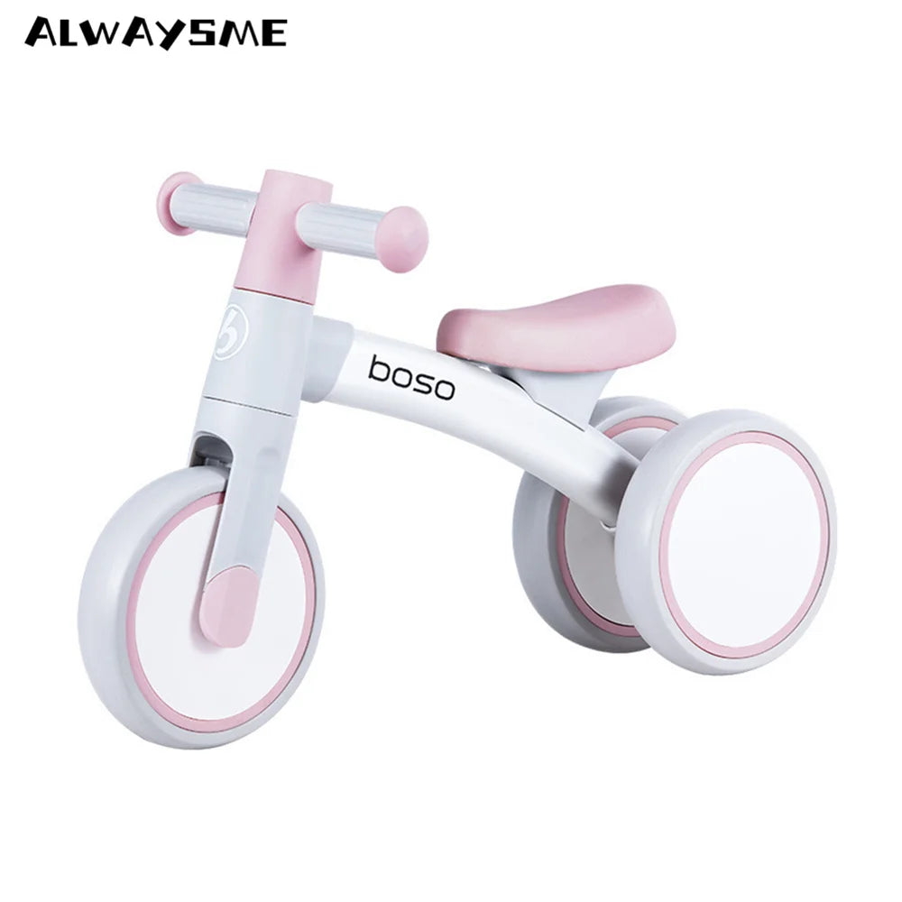 Three-Wheel Baby Balance Bike by ALWAYSME, Lightweight Aluminum Alloy Frame and TPU Wheels for Toddler Riding Play, Ages 12–36 Months