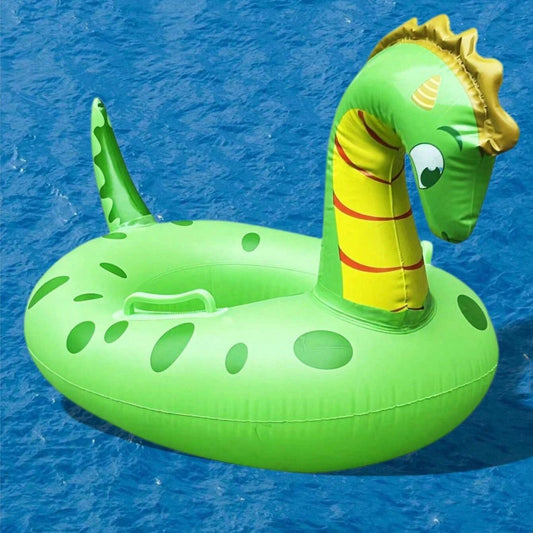 Animal Inflatable Pool Float Seat for Kids, Green Animal-Shaped PVC Swimming Ring for Supervised Summer Pool Play and Outdoor Water Parties